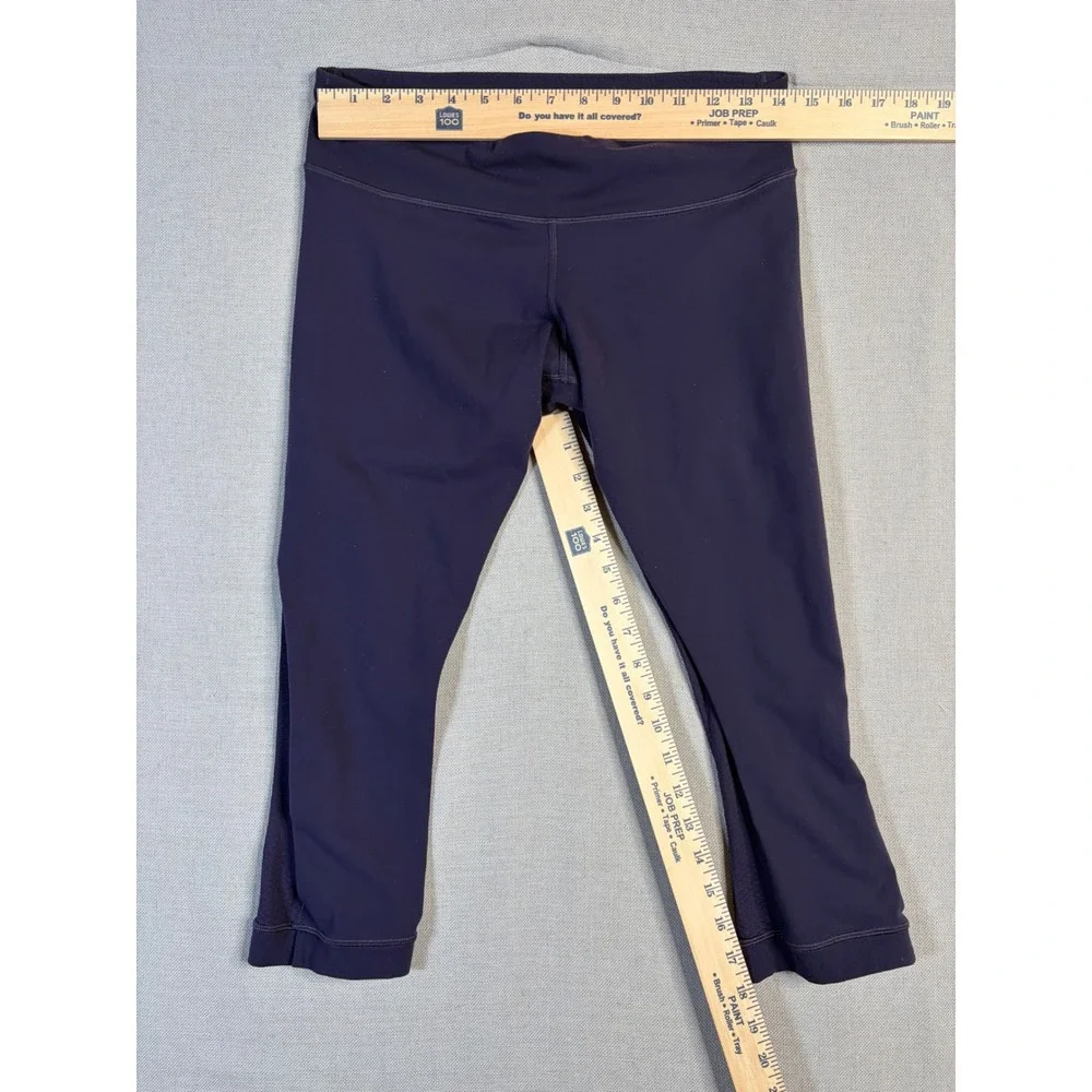 Lululemon Run Inspire Crop II‎ Purple Mesh Athletic Leggings Womens Size 10